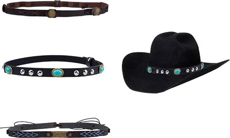 3Pcs Cowboy Hat Bands with Alloy Clasp Buckle Imitation Leather ...