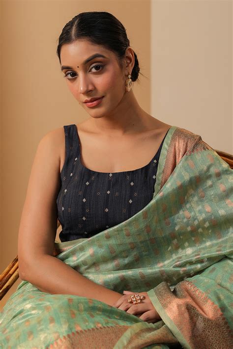 Buy Karagiri Womens Navy blue Cotton Blend Blouse online-Karagiri