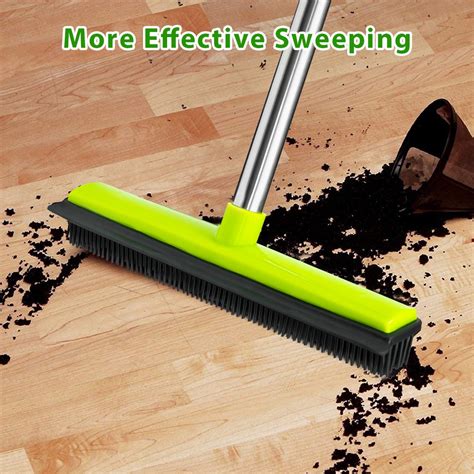 CGACOL Rubber Floor Broom Carpet Rake Rubber Brush Broom with Soft ...