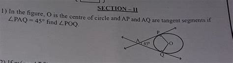 I'm the figure o is the centre of circle and ap and aq are tangent ...