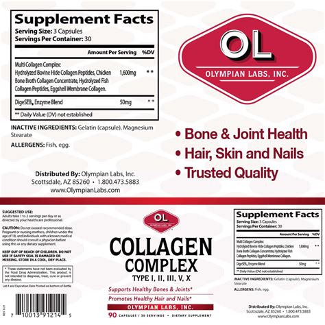 Buy Olympian Labs Multi Collagen Complex Type I, II, III, V, X, Hair ...