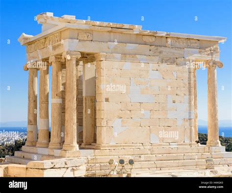 The Ionic Temple of Athena Nike on the Acropolis, Athens, Greece Stock ...