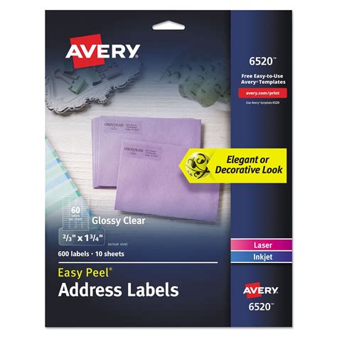 Avery® Glossy Clear Easy Peel® Mailing Labels with Sure Feed™ Technology