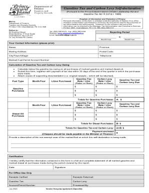Fillable Online Marked Fuel Gasoline Tax and Carbon Levy Self ...