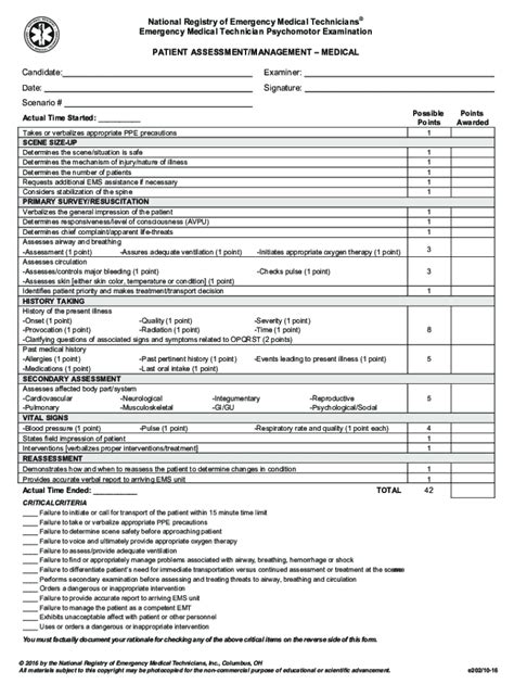 Nremt Psychomotor Exam Sheets - Fill Online, Printable, Fillable, Blank ...