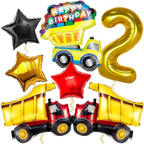 Buy Construction 2nd Birthday Party Balloons Decorations - Big Gold ...