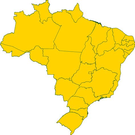 Yellow Map of Brazil on Transparent Background Highlighting Regions - Free Stock Png | Pikwizard