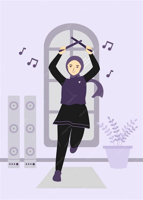 Hijab woman pound fitness | Premium Vector