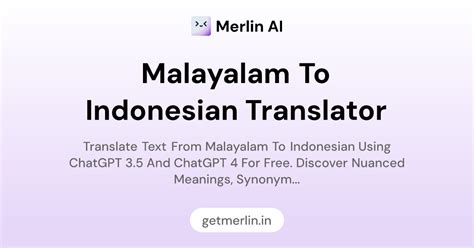 Malayalam to Indonesian Translator