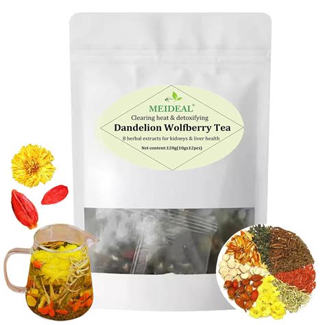 Amazon.com : Dandelion Wolfberry Tea, Organic Kidney& Liver Health Tea, 8 Herbal Ingredients ...