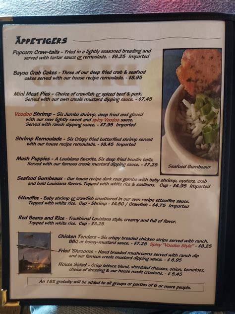 Menu at The Blind Tiger pub & bar, Shreveport