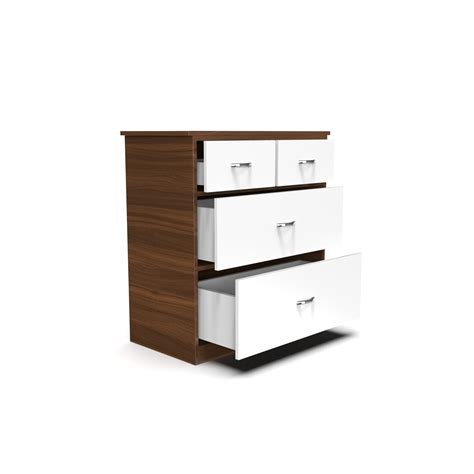 Dynasty Chest with 4 Drawers - Classic Walnut and Frosty white | Neehv ...