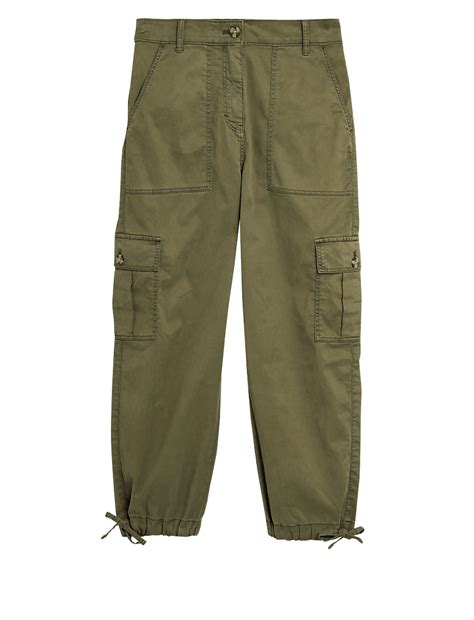 Buy Tencel™ Rich Cargo Cropped Trousers at Marks & Spencer
