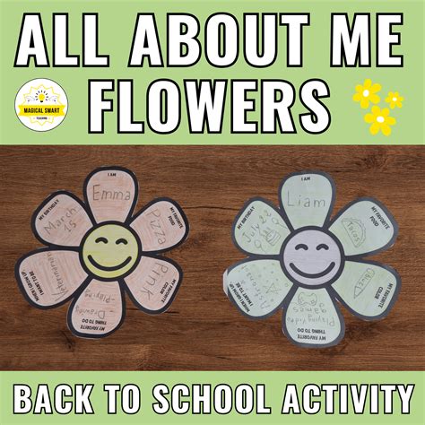 All About Me Flower Craft Activity Back to School - First Day of School ...