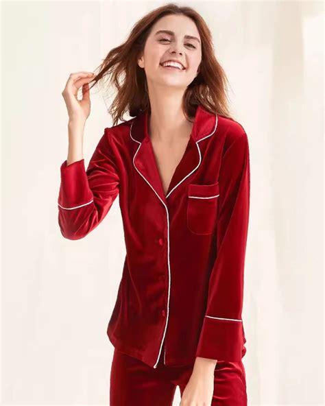 Luxurious Silk Velvet Pajama Set for Women | Satin Pajamas, Button-Up ...