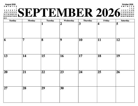 September 2026 Printable Calendar
