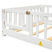 Twin Size Floor Bed Frame with Fence and Door, Solid | Ubuy India