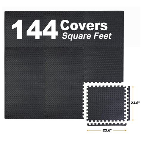 Mat Block APM36001BK Torin Interlocking Foam Exercise Floor Mats: 144 ...
