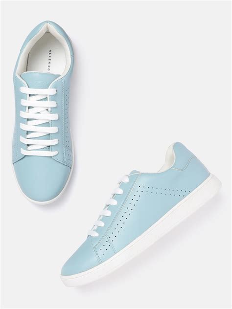 Buy Allen Solly Women Blue Solid Sneakers With Perforated Detail ...