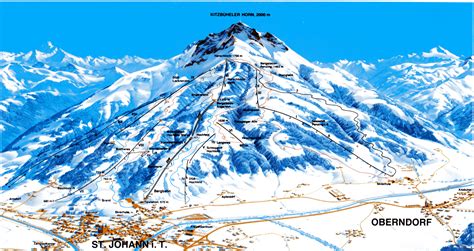 Detailed piste map of St. Johann in Tirol and Oberndorf - 1983 | Tyrol | Austria | Europe ...