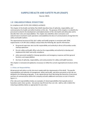 Fillable Online SAMPLE HEALTH AND SAFETY PLAN (HASP) Fax Email Print ...