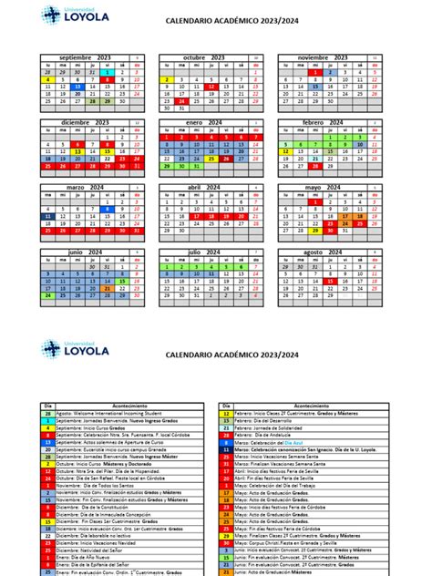 Calendario Academico Universidad Loyola 2023-24 | PDF | Observancias