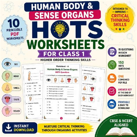 Human Body & Sense Organs HOTS Worksheets for Class 1 PDF with Answers ...