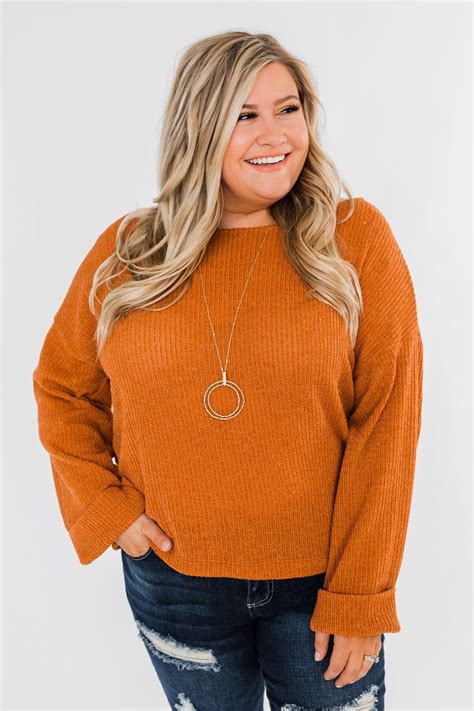 Button Down Back Sweater- Burnt Orange – The Pulse Boutique