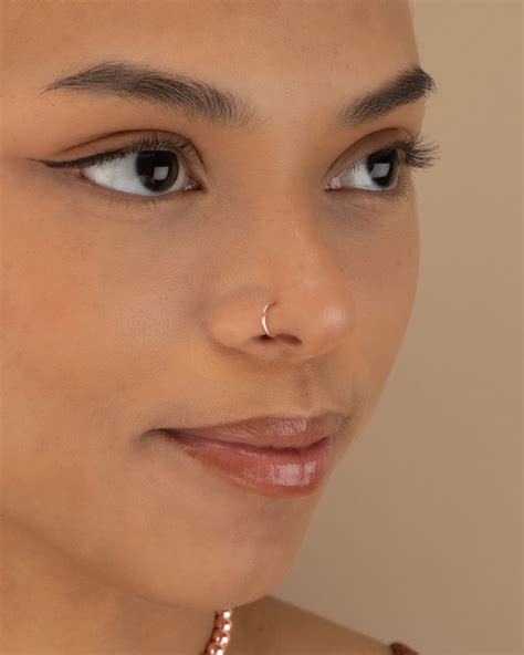 NOSE RING • Seamless Nose Ring Hoop • Septum • Gold Nose Ring • Rose ...