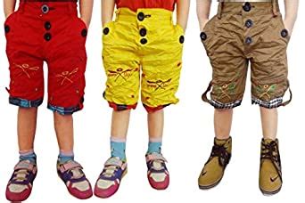 AD & AV Boys Plain Crush Cotton Shorts PACKOF3_Shorts_RED_Yellow_Khaki ...