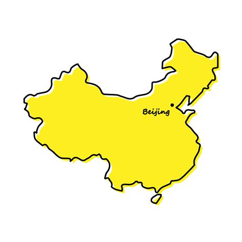sencillo contorno mapa de China con capital ubicación 21854871 Vector en Vecteezy