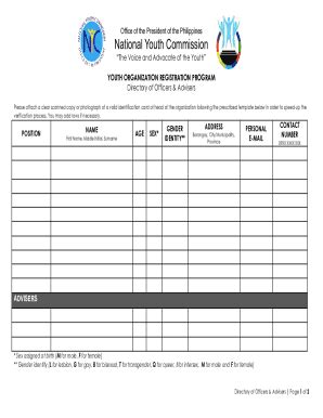 Fillable Online Youth and Youth-Serving Organization Directory of ...