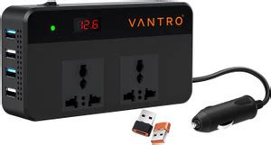 Vantro Car Power 200W (400W Peak) with 2 AC Ports & 4 USB Ports Car ...