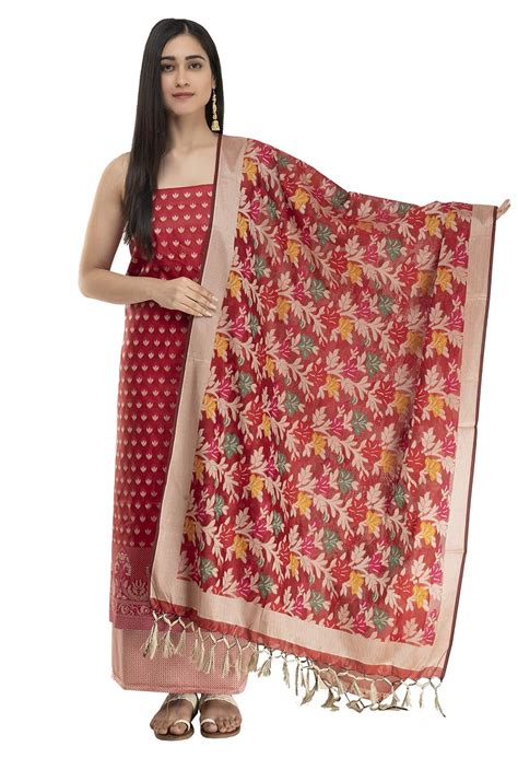 A R Silk Women's Cotton Chanderi Soft Zari Embroidered Worked ...