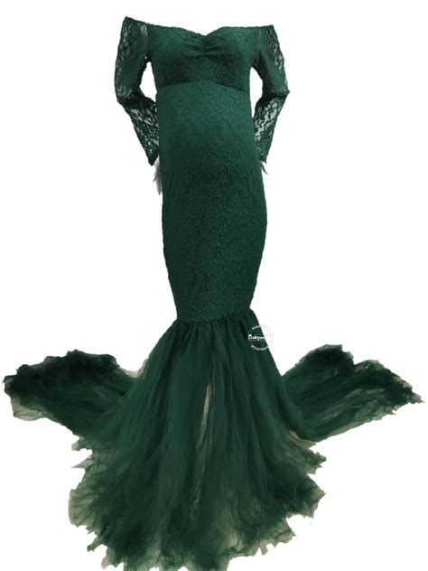 Babymoon Off Shoulder Maternity Gown Dress - Green – BABYMOON
