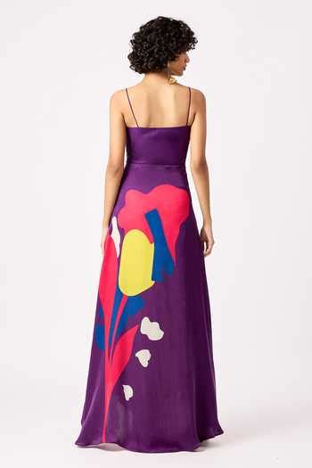 Buy Multi Color Sweetheart Neck Tessa Block Asymmetric Dress For Women ...