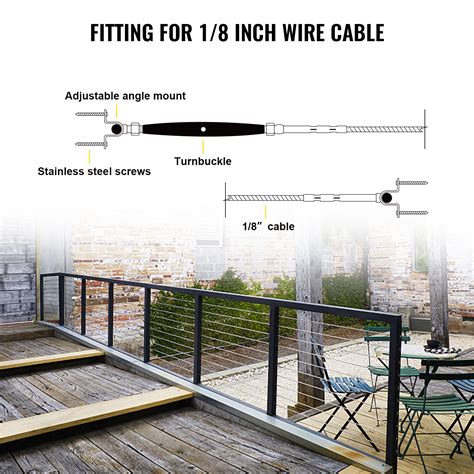 Vevor Steel Cable Railing Kit Wire Railing T316 Stainless Fit 1/8 ...