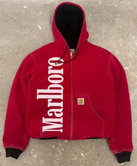 Marlboro Carhartt Grey Hooded Jacket (recreation) - Etsy