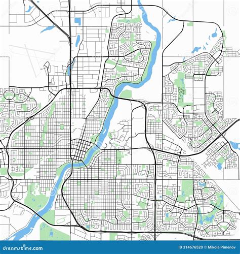Map of the City of Saskatoon. Stock Illustration - Illustration of neighbourhood, drawing: 314676520