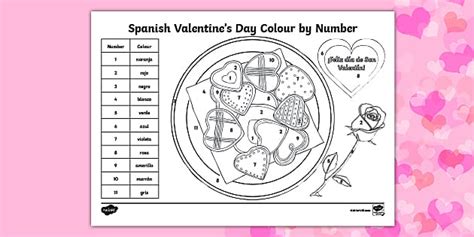 👉 Spanish Valentine's Day Colour by Number - Primary Resources
