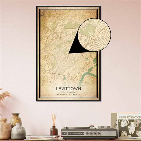 Vintage Levittown Pennsylvania Map Poster, Modern Home Decor Wall Art ...