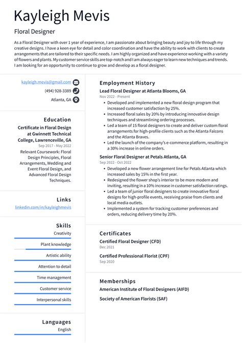 CVS Floral Designer Resume Examples | ResumeCat