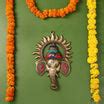 Buy Brass Lord Ganesha Face Wall Hanging with Stonework - 11x7.5 inch ...