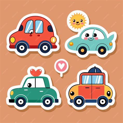 Set of four cute cartoon cars | Premium AI-generated vector