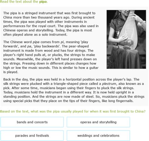 IXL - Read about art, music and traditions (Class IV English practice)