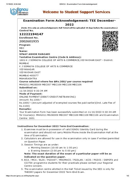 Image result for How to Fill IGNOU Transcript Form