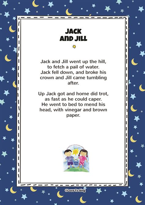Jack And Jill Nursery Rhyme Printable - Printable Templates