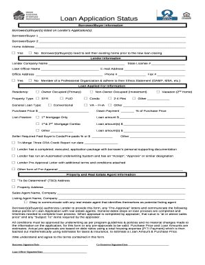 Loan Application Status Doc Template | pdfFiller