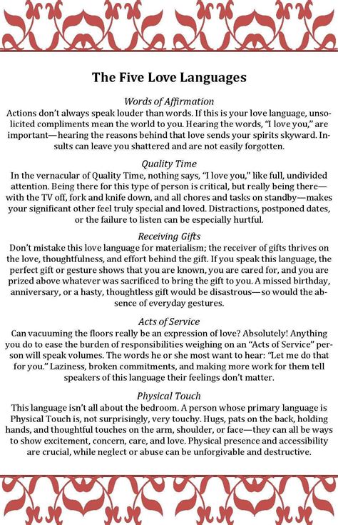 5 Love Languages Quiz Printable For Couples