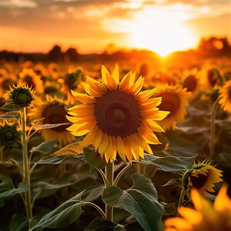 Close up sunflowers in the field | Premium AI-generated image